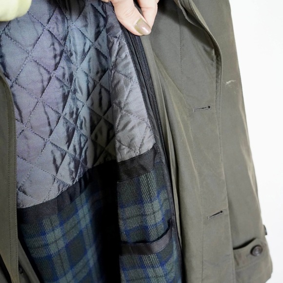 Vintage Bill Blass Trench Khaki Green Belted Full Length Quilted Removable Lined - Picture 3 of 6